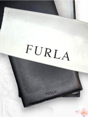 Furla In Flight Passport Card Holder Textured Leather New 1G